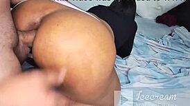 colombian ebony babe took deep anal creampie from daddy