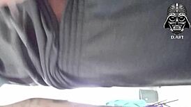 Brazilian stud jerks off publicly with hot cum invite