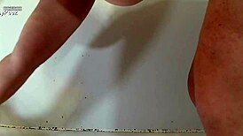 Liza gets cumshot and goldenshower in tub, wets panties