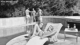 polly yangs and merida sat share glass dildo poolside