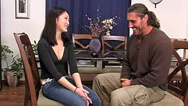 hot asian evelyn lin gets her ass fucked by a muscle dick and takes a big load