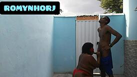 Brazilian BBW with big ass gets rough anal in backyard with cumshot finish