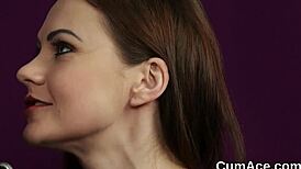 unusual honey gets cum shot on her face swallowing all the spunk