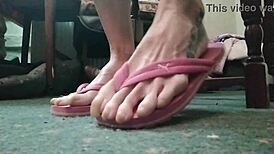 Exotic Woman With Huge Talons And Long Nails In Flip Flops