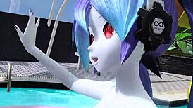 hatsune miku, dear cocoa, why are you dancing naked with those sexy big tits?