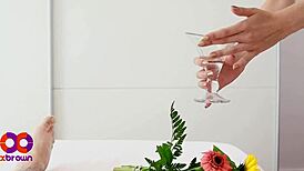 he handjobs me off till i cum on his hands in bed