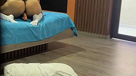 I find my big-ass stepdaughter in school uniform inserting dildo in her ass and masturbate to her moans until cumming.