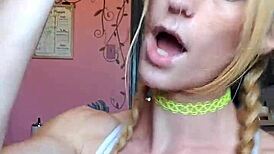 vanessa hastings gets messy with spit on her face during dildo deepthroat. Pretty wild stuff!