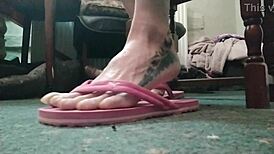 Exotic Woman With Huge Talons And Long Nails In Flip Flops