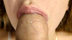 Blonde amateur couple engages in close-up foreskin play with skinny babe's cute features