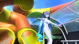 hatsune miku, dear cocoa, why are you dancing naked with those sexy big tits?