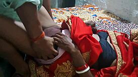 Indian village couple bangs hard on romantic ranch night