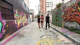 ebony babe gets punished in vintage shop outdoors