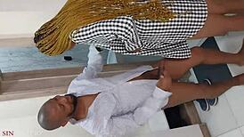 Bent Over in Bathroom, Ebony Beauty Takes Doggystyle from Stepbrother