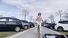 Miss daisy diamond worships her ass on a bike outdoors