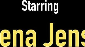 jelene jensen shoves huge glass dildo in her big pussy