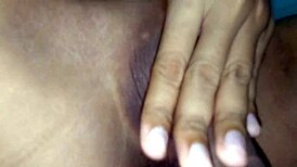 Tight shaved pussy rubbed by dick until orgasm, creampie inside