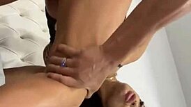 naughty delivery guy gives cock as change in wild pussy licking and monster fucking session.