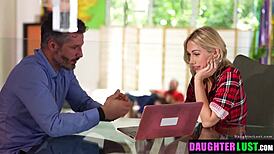 Perverted daddies show their girls shady online money tricks at DaughterLust