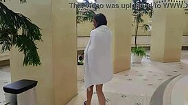 feeling the thrill of fucking in budapest public pool. bent over with tight wet pussy getting cumshot