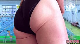 Borrowed swimsuit from girls’ club turns into secret pool masturbation at school.