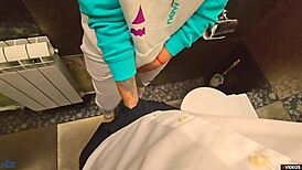 teacher cums in my panties in school toilet during break