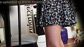 Hey! Upskirt Peek at My Stepsister’s Friend Visiting in Sexy Skirt!