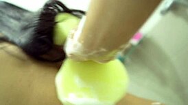 amateur couple slaps and licks in bathroom