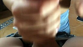 Hot college girl masters blowing dick until cum fills her mouth.