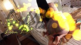 big tits big ass hot brunette babe in a see through dress shows her beautiful boobs and teases a guy under his towel