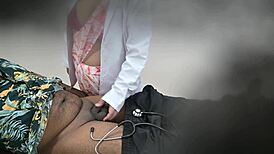 Oh, doctor, your big tits are amazing! Fuck me now!