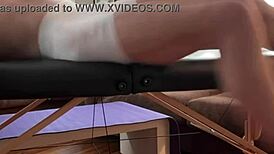 啊，我完全沉迷于这个用紧身氨纶和迷你足球的腹股沟拉伸…你知道吗？