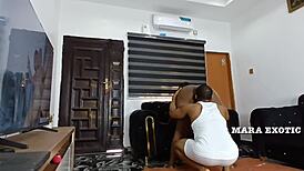 Fat ass ebony milf licks monster cock in doggystyle sex