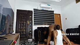 Fat ass ebony milf licks monster cock in doggystyle sex