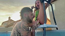 Paying The Pool Boy With Teasing Sex Outdoor