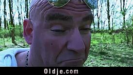 Hey, see this odd older guy smashing a horny teen in her garden!