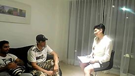 Hey, can you believe this nympho wife psychologist set up a group bang with her two husbands?