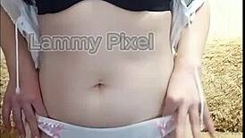Horny Brunette LAMMY PIXEL STRIPTEASES Gorgeous ASS