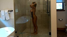 Spying on my friend's wife in the shower, and she says come join me
