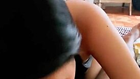 Asian housewife dominates with tight pussy lick