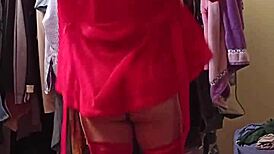 Stunning shemale models sexy red lingerie for a hot reveal.