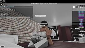 Fucking another fan in roblox studio condo, submissive blowjob leading to creampie