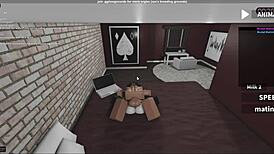 Fucking another fan in roblox studio condo, submissive blowjob leading to creampie