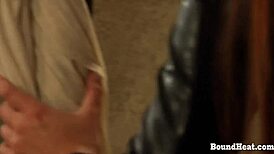 Two Lesbian Slaves In Position Taking Strapon