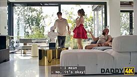 little slut Una Fairy experiments with two cocks in one wild room