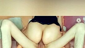 Not long after the lesbies start kissing, they grab the double ended dildo 😏