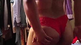 Stunning shemale models sexy red lingerie for a hot reveal.