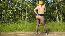 Wait, a stranger hooks up with a dirty webcam model outdoors for wild assplay?