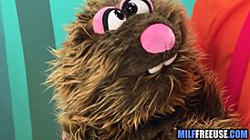 blonde milf and teen get slammed hard on sesame street set