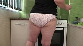 Home Camera Captures Big Ass Mature Housewife Cleaning In Panties